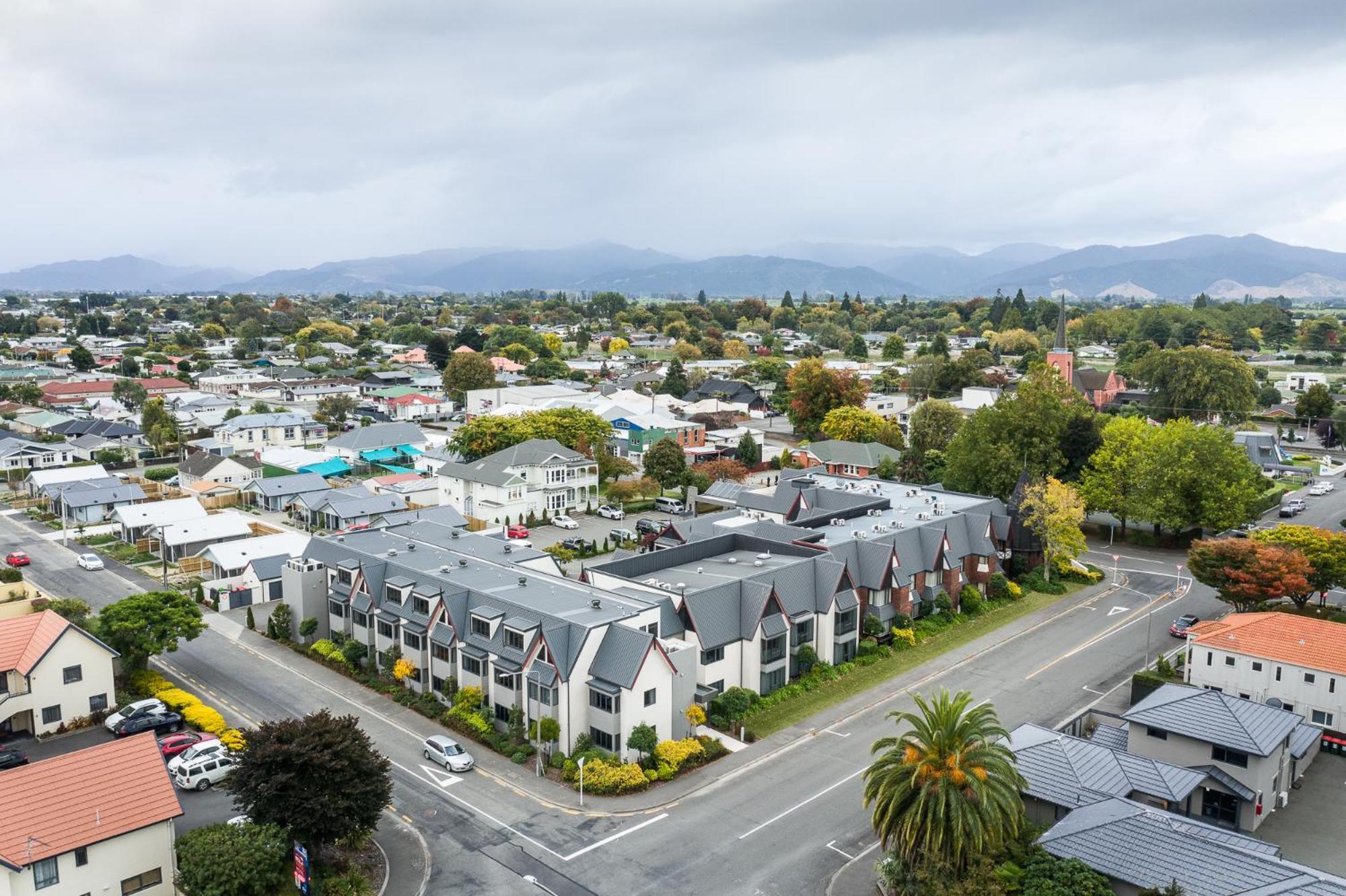 马尔伯勒城堡酒店 布伦海姆 外观 照片 Aerial view of the suburb of Fendalton